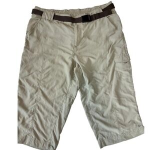 Columbia‎ Sage Green Hiking Capri Pants Integrated Belt Cargo Pockets Womens 14